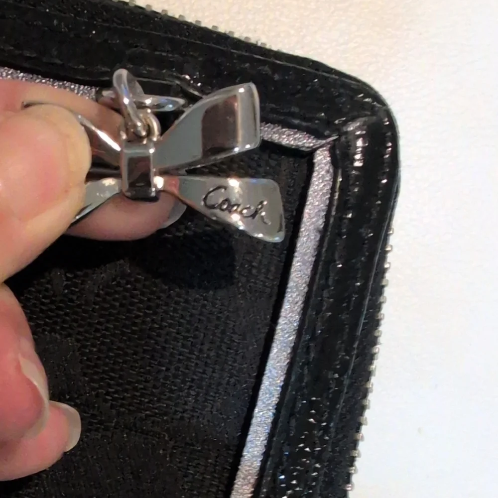 Coach Black Wallet with Silver Bow Accent - Rehab Wallet
